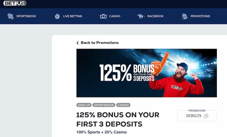 An image of a bonus offer at a top TX sportsbook, BetUS